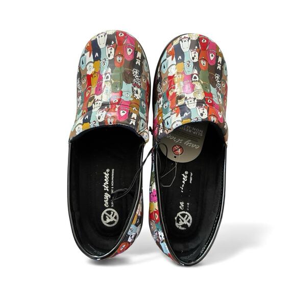 NEW Slip On Clogs 9.5W Women Easy Works By Easy Street "LAURIE" Dog Patent Shoes - Picture 6 of 9